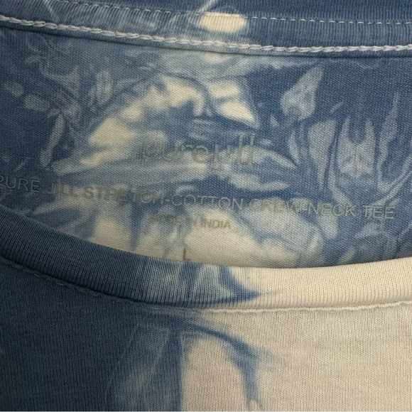 Pure Jill Stretch Cotton Crew Neck Tie-dye Blue Tee Sz L - Picture 2 of 3